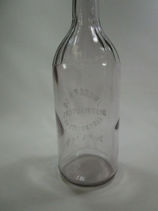 Antique vintage whiskey bottle J Riger & Co Kansas City MO purple w/seal 6