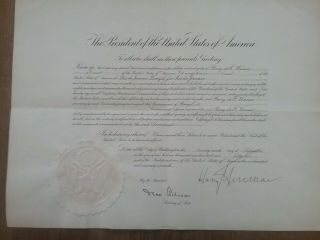 Harry S Truman Signed Autograph Consul Appointment Certificate Brazil,  Rio