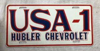 Hubler Chevy - Olds Chevrolet Dealer Metal Usa - 1 License Plate Indianapolis In