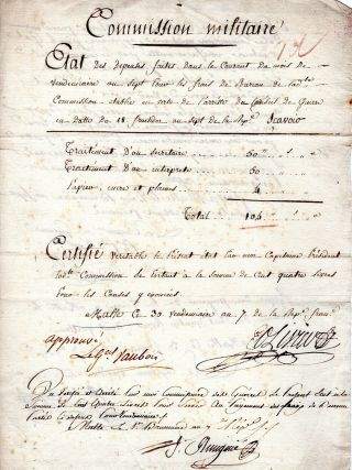 1800,  General Vaubois,  Napoleonic Wars,  Malta,  Signed Military Document
