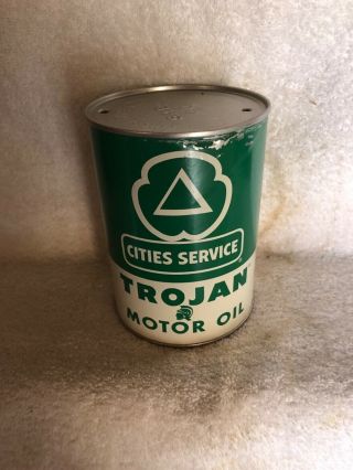 Vintage Cities Service Trojan Motor Oil 1 Quart Can