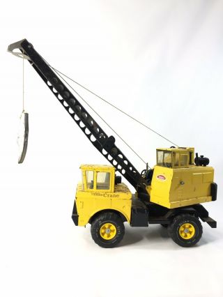Vintage Mighty Tonka Mobile Crane Yellow Pressed Steel 17 1/2 " X 8 "