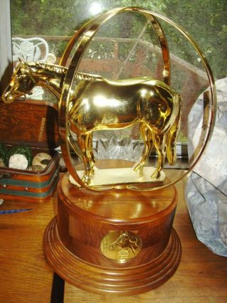 Aqha World Golden Horse Show Trophy,  16 " High X 9 ",  Horse Is 10 1/2 X 8 ",  2004