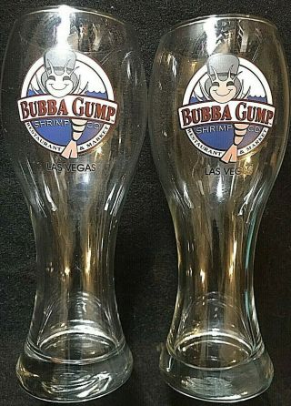 Bubba Gump Shrimp Co Las Vegas (4) Pilsner Beer Drinking Glasses 20 Oz.  9 " Tall
