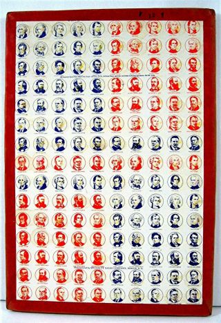 Us Presidents Washington Thru F D Roosevelt Gumball Punch Board Old Store Stock