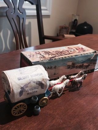 Rare Benbros Calgary Stampede Covered Wagon Made In England Box