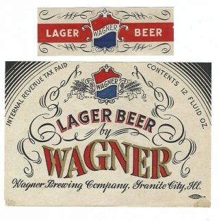 Wagner Brewing Lager Beer Label With Neck Irtp Granite City Il