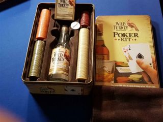 Wild Turkey Bourbon Poker Kit In Collectors Tin Card Chips Empty Bottle Complete