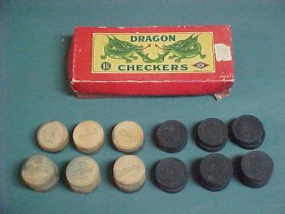 Vintage Coca Cola Checkers Set,  Black And White Collectible 1930’s Or 1940’s