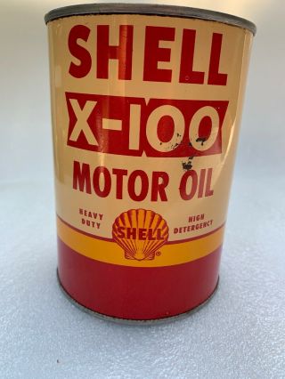 Vintage Shell X - 100 One Quart Motor Oil Can