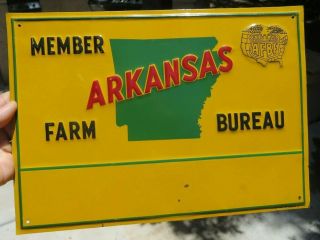 Member Arkansas Farm Bureau Afbf State Embossed Painted Metal Tin Sign Farming