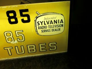 1950 ' s Sylvania TV Double Sided Lighted Motion Atomic Dealership Sign - Silver 85 7