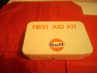 Vintage Gulf Oil Co.  First Aid Kit Metal Supplies