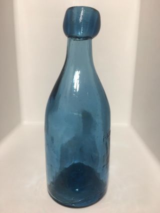1852 - 1860 Parker Soft Drink Pony Bottle/ Sapphire Blue/ Rare