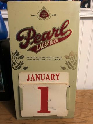 Pearl Lager Beer Metal Beer Sign With Calendar Cards