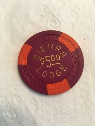 Sierra Lodge $5 Casino Chip Lake Tahoe Nv M - 100 - 124