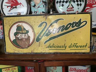 Vernors Ginger Ale Deliciously Different 33x15 Metal Sign Great Graphics