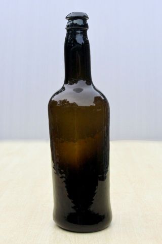 Antique 1790s English Freeblown Wobbly Base Crude Black Glass Cyl Wine Bottle