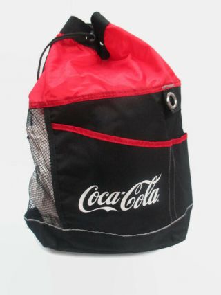 Coca - Cola Drawstring Beach Bag With Shoulder Strap And Top Handle -