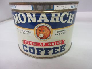 Vintage Monarch Brand Coffee Tin Advertising Collectible Graphics M - 63