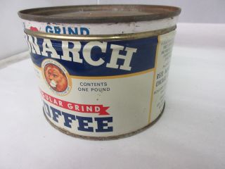 VINTAGE MONARCH BRAND COFFEE TIN ADVERTISING COLLECTIBLE GRAPHICS M - 63 4