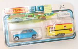 Dte 1978 Card Lesney Matchbox Superfast Twin Pack Tp - 4 Renault/caravan Trailer