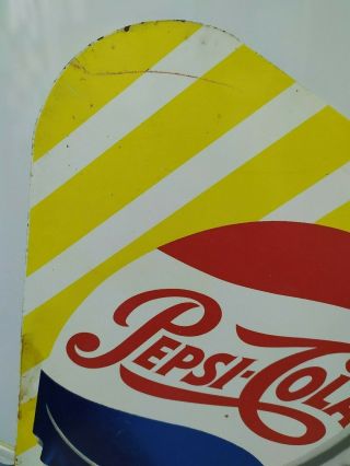 Pepsi Cola Metal Flange Sign France England Spain 1957 Rare 3