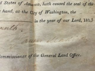 President James Madison Signed 1813 Presidential Document During War Of 1812