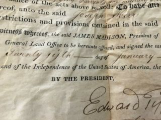 President James Madison signed 1813 Presidential Document during War of 1812 9