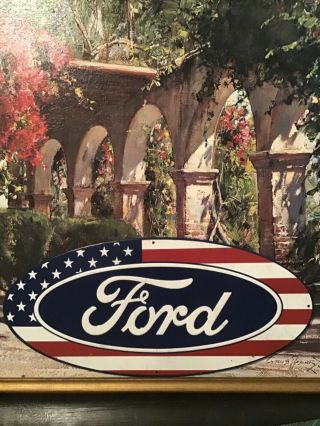 Large Ford Oval Heavily Embossed Metal Signn Car Saler Dealer Shop Signn