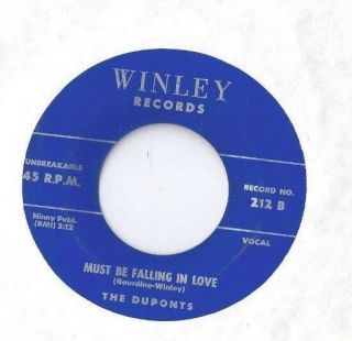 The Duponts You / Must Be Falling In Love 45 Record Rare Doo Wop Winley Records