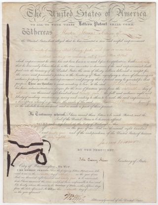 Us Presidents - James Monroe & John Q.  Adams - Document Signed By Both (patent)