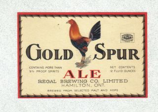 Beer Label - Canada - Gold Spur Ale (regal.  Brg. ) - Hamilton,  Ontario