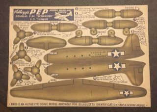 6 Kellogg ' s PEP Model Warplane Series Mosquito Sunderland Spitfire See Photos 3