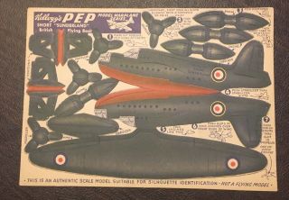 6 Kellogg ' s PEP Model Warplane Series Mosquito Sunderland Spitfire See Photos 7
