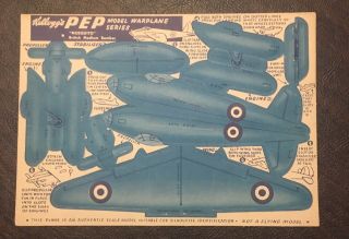 6 Kellogg ' s PEP Model Warplane Series Mosquito Sunderland Spitfire See Photos 8
