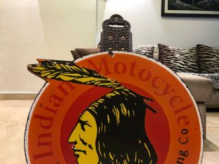 Indian Motorcycle Vintage Porcelain Sign Gas,  Oil,  Harley Davidson,  Goodyear 4