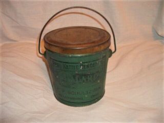 Vintage Pure Kettle Rendered Lard Tin Bucket P.  P.  Schultzman Millersburg,  Ohio