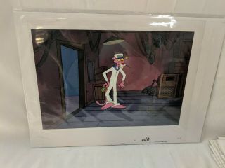 Pink Panther Production Animation Cell Over Printed Background & Sketch