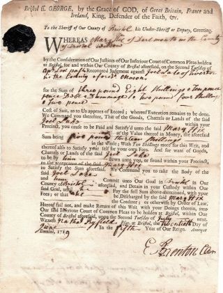 1719,  Dartmouth,  Mass; Widow Mary Hix Sues Mason,  Eben.  Benton,  Ch.  Church Signed