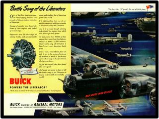 1942 Buick Metal Sign: " Battle Song Of The Liberators,  " World War Two Theme