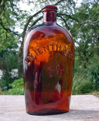 Scarce Western 1870s " Lilienthal & Co / S.  F.  " Amber Whiskey Flask