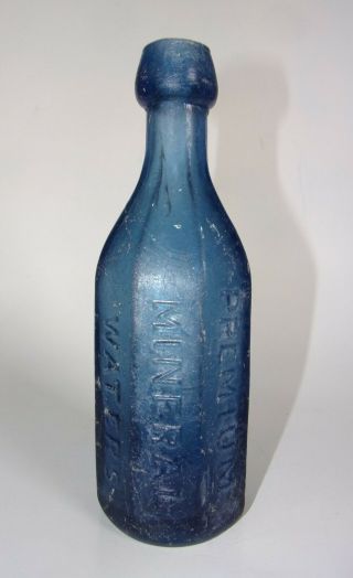 Cobalt Blue 8 Sided Soda Mineral Waters Bottle SEITZ & BRO EASTON PA PREMIUM 2