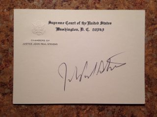 John Paul Stevens Supreme Court Card Signed 100 Authentic