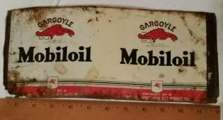 Mobiloil Gargoyle Quart Socony Vacuum Vintage Mobil Oil Gas Flat Can Sign