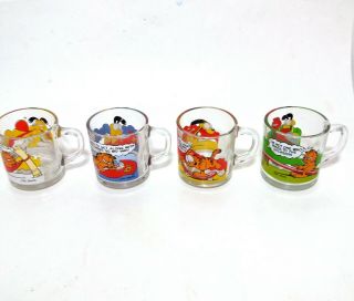Mcdonalds Garfield Glasses Cups Mugs Set Of 4 1978 Vintage Jim Davis