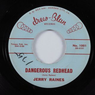 Rockabilly Mod R&b 45 Jerry Raines Dangerous Redhead Drew - Blan Hear