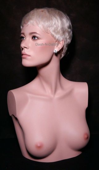 Female mannequin wig bust GLASS EYES eyes 10