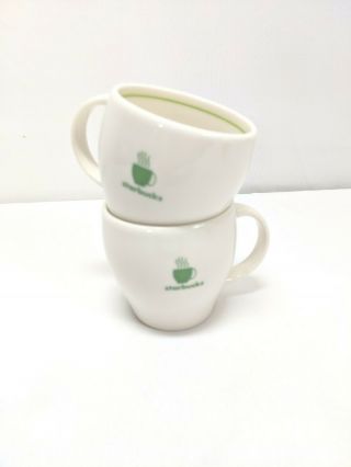 Starbucks Barista 2003 Green White Espresso Coffee Cup Mug 8oz Set Of 2