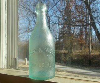 Mobile,  Ala Clark & Wells Rare 1860s Long Neck Squat Soda Bottle Blob Top
